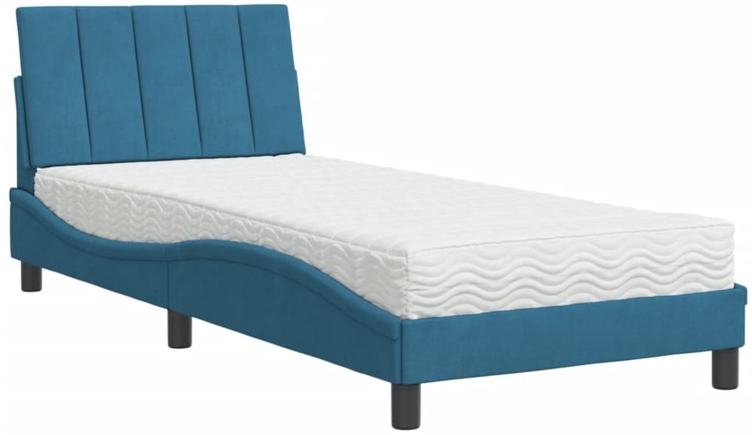 vidaXL Bett mit Matratze "Hanko" Blau 80x200 cm Samt 3208566 Bild 1