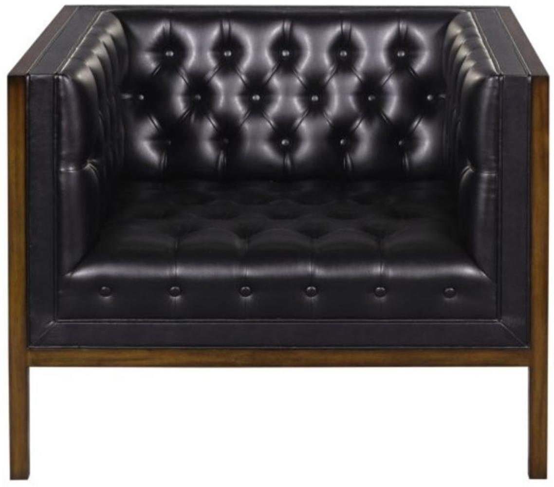 Casa Padrino Chesterfield Echtleder Sessel Schwarz / Braun 91 x 78 x H. 72 cm - Hotel Möbel Bild 1