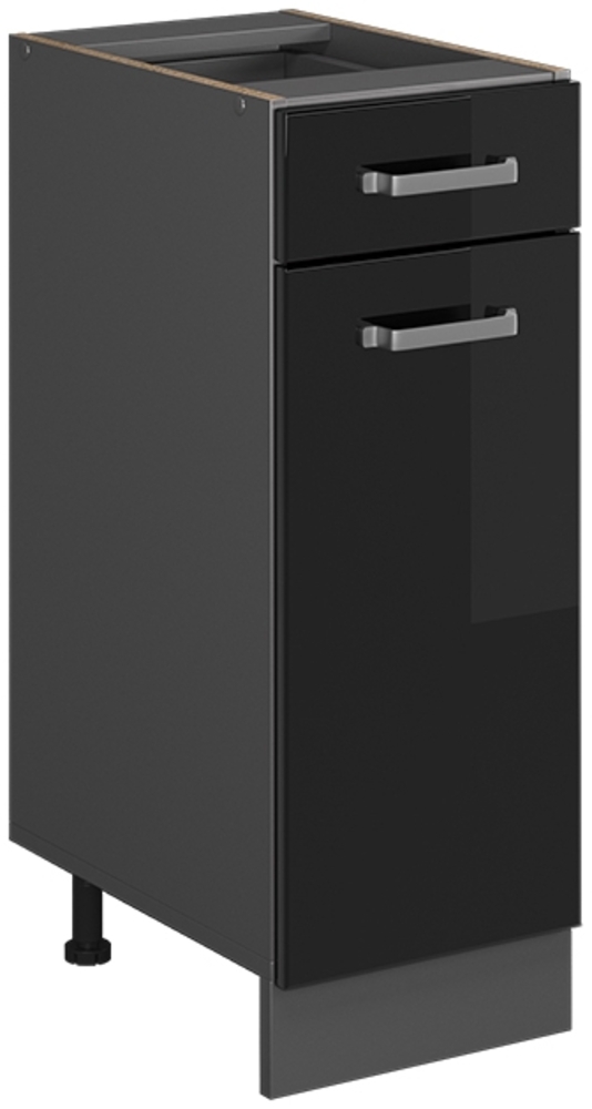 Vicco Küchenschrank Schwarz Hochglanz 30 cm ohne Arbeitsplatte, R-Line Bild 1