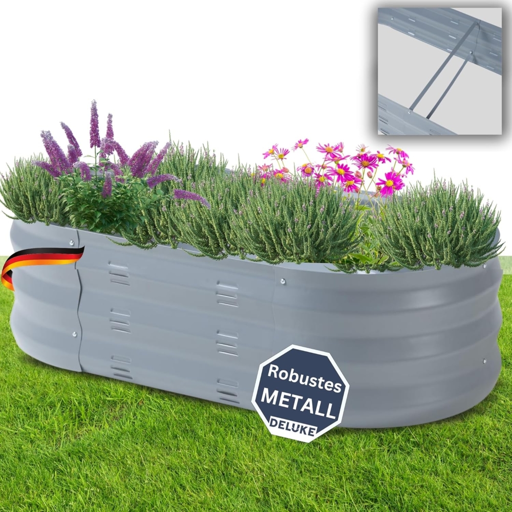 DELUKE® Hochbeet für Garten SOPHIE - Verzinkter Stahl Wetterfest Hochbeet Metall Hochbeet-Kit Bausatz Pflanzenbeet Blumenbeet Gartenbeet Kräuterbeet für Garten Gemüsebeet Anthrazit 90x50x25cm Bild 1