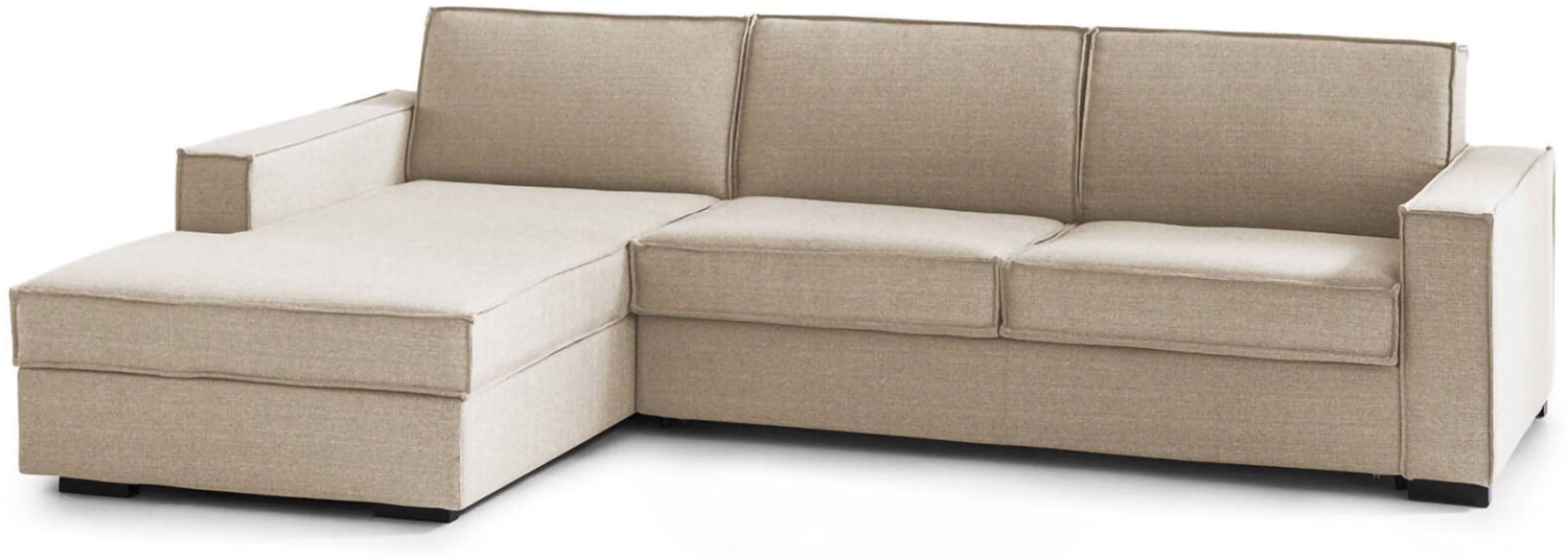 Dmora Sofa mit Halbinsel Sodalite, Ecksofa mit Sinistra-Stauraum-Halbinsel, schmale Armlehnen, 100 % Made in Italy, 260 x 95 x 90 cm, Beige Bild 1