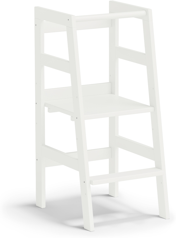 Bellabino 'Milo' Lernturm, Tritt 3-fach höhenverstellbar, weiß lackiert, Kiefer Massivholz Bild 1