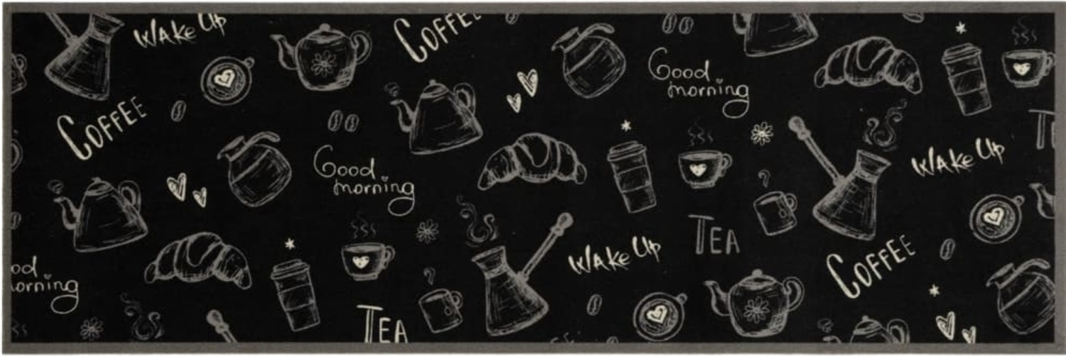 vidaXL Küchenteppich Waschbar Morgen Schwarz 60x180 cm Samt 4005585 Bild 1