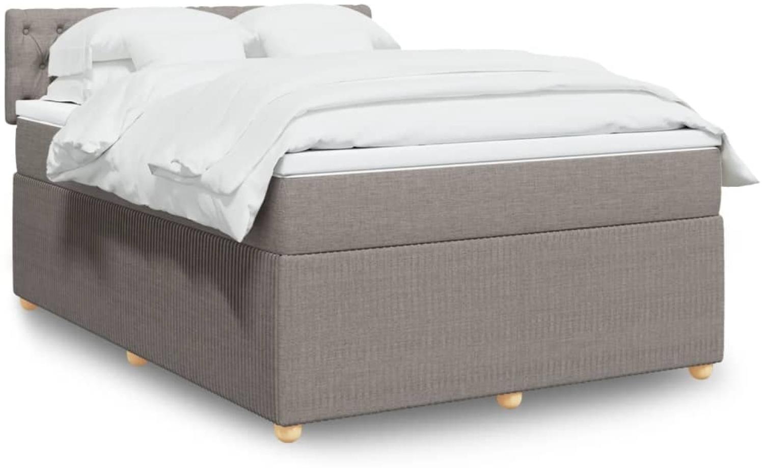 vidaXL Boxspringbett mit Matratze Taupe 160x200 cm Stoff 3289818 Bild 1