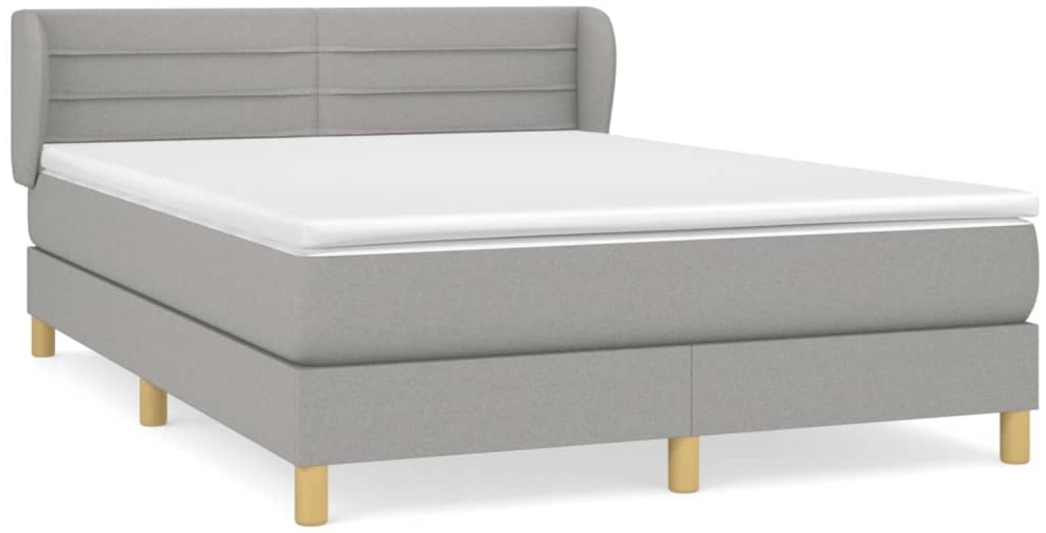 Doppelbett, Polsterbett mit Matratze Hellgrau 140x190 cm Stoff Hellgrau 140x200 cm Bild 1