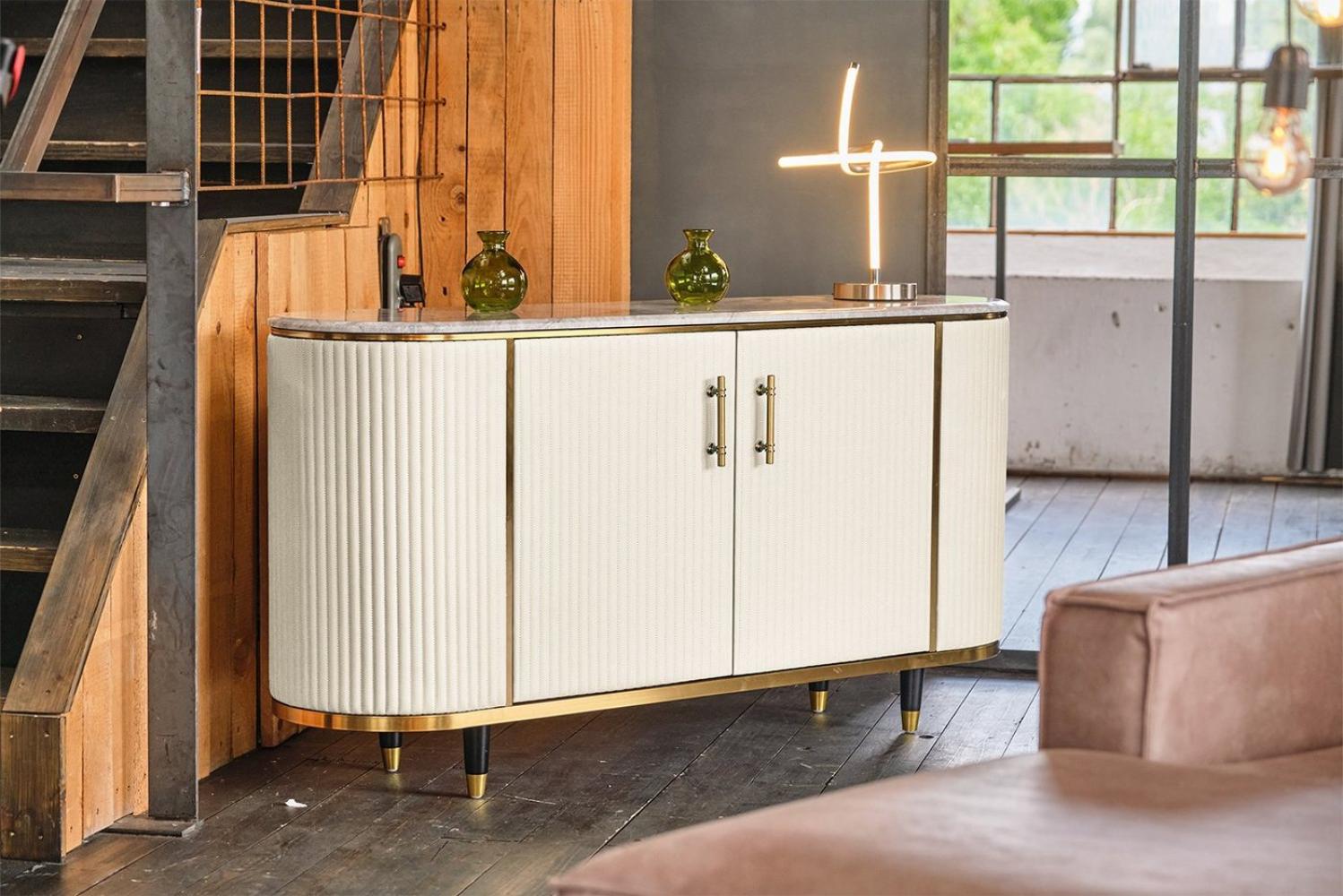 KAWOLA Sideboard MARIA, Marmorplatte Kunstleder verschiedene Farben Bild 1