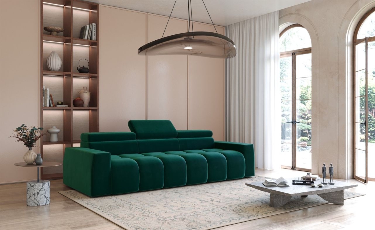 Bigsofa Couchgarnitur DARCY Megasofa in Stoff Salvador Flaschengrün Bild 1