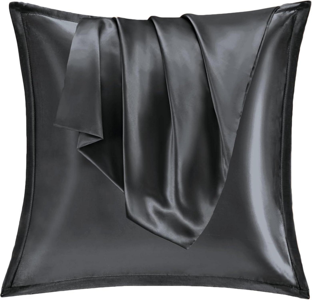 Satin Kissenbezug 80x80 2er Set Seidenkissenbezug Curly Haar Reißverschluss Bild 1