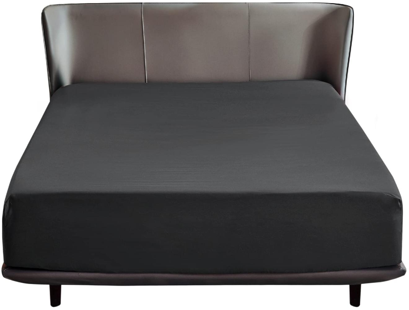 Bedsure Spannbettlaken 160x200 cm Boxspringbett Topper - Mikrofaser Bettlaken 160x200 cm schwarz für Matratze bis 30 cm hohe, weiches Spannbetttuch Leintuch Bild 1