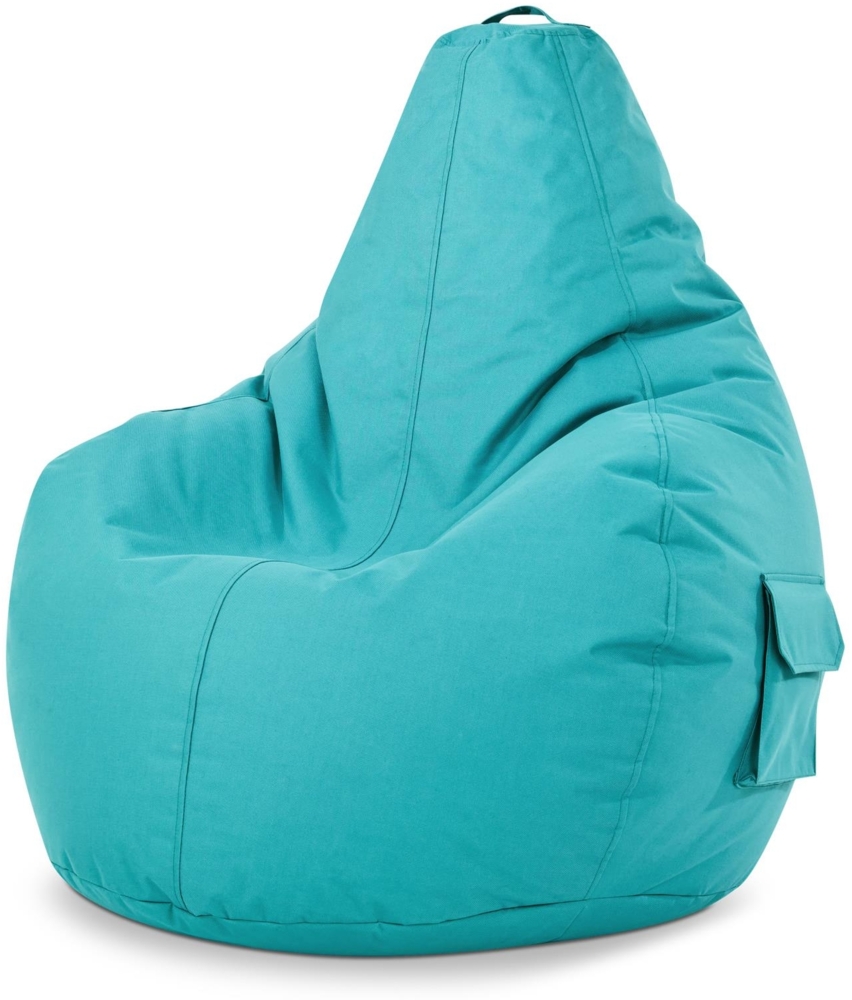 Green Bean© Sitzsack mit Rückenlehne "Cozy" 80 x 70 x 90 cm - Gaming Chair mit 230L Füllung - Bean Bag Lounge Chair Sitzhocker Aquamarin Bild 1