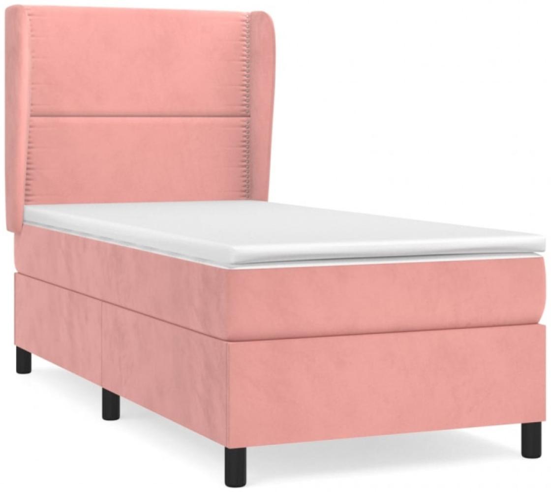 vidaXL Polsterbett mit Matratze Rosa 80x200 cm Samt Bild 1