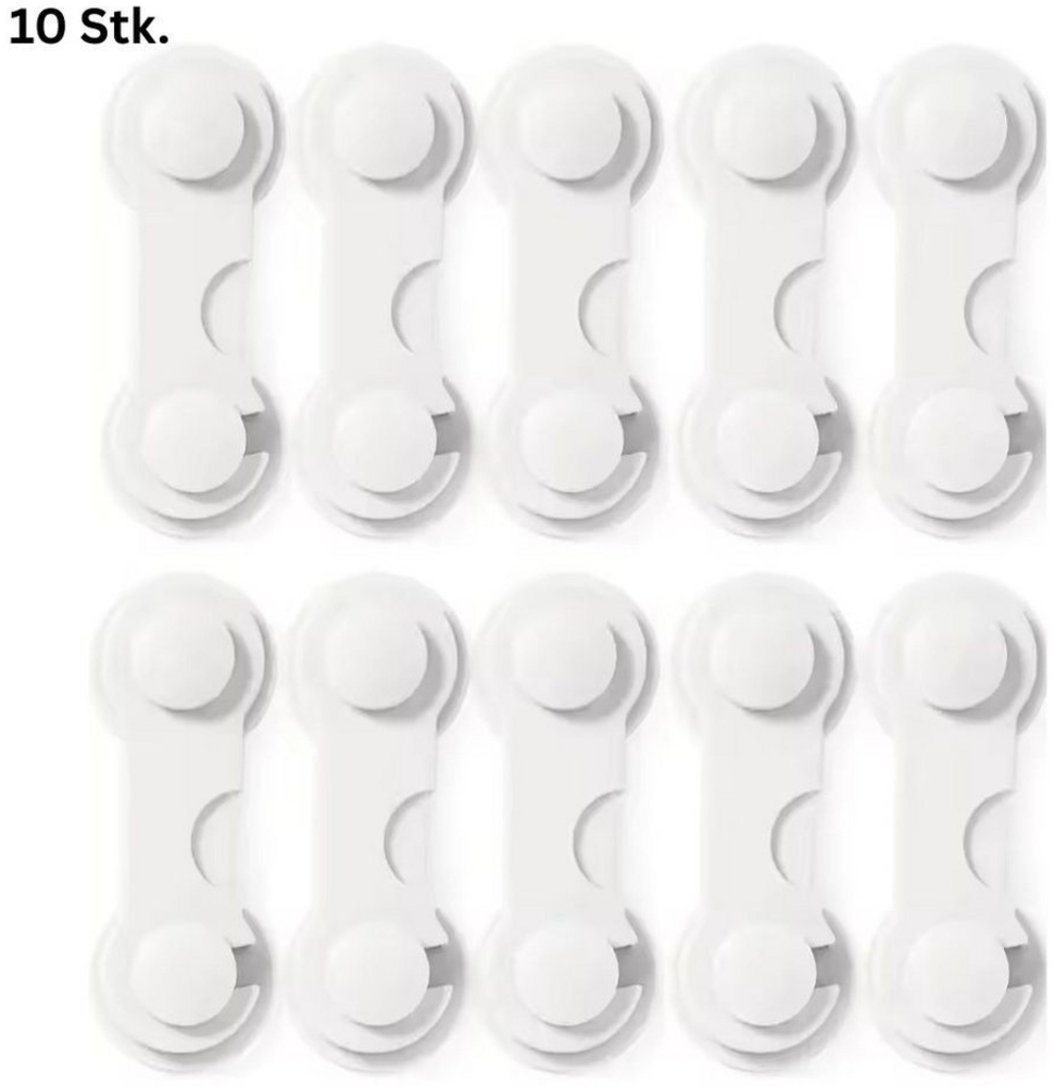 Montegoni Kindersicherung 10er Baby Schrankschloss Kindersicherung Tür Fenster Schublade, Selbstklebend, ohne Bohren, flexibel einsetzbar, kindersicher Bild 1