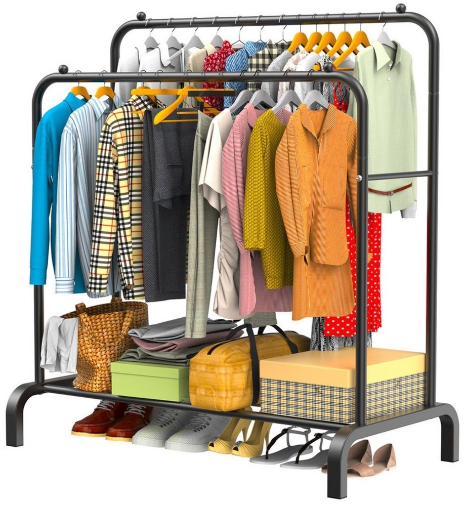 loefme Kleiderständer Kleiderständer mit Ablage Garderobenständer Kleiderstangen +Schuhregal Bild 1