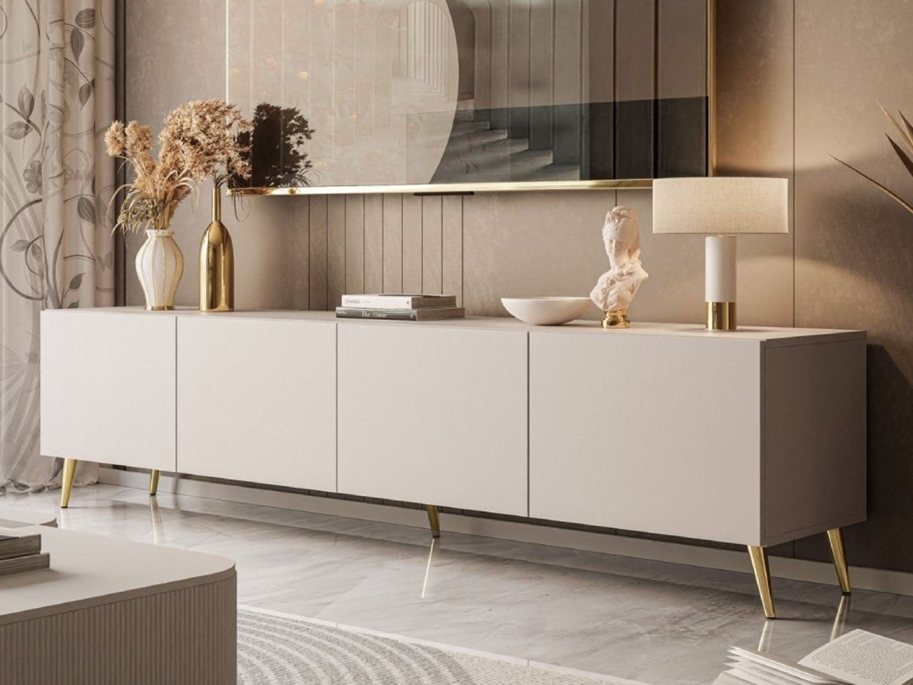 ALLHOUSE24 TV-Schrank LOGANTE 200 cm Breite Unterschrank TV Lowboard Metall Füße 200 cm Breite Bild 1