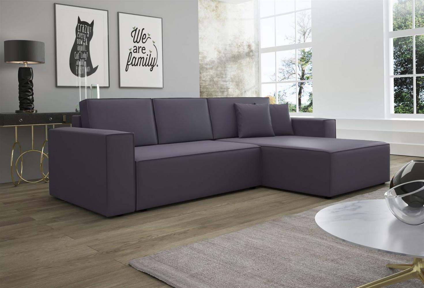 Ecksofa Schlafsofa Sofa CONOR PREMIUM Kunstleder Soft Grau Ottomane Rechts Bild 1