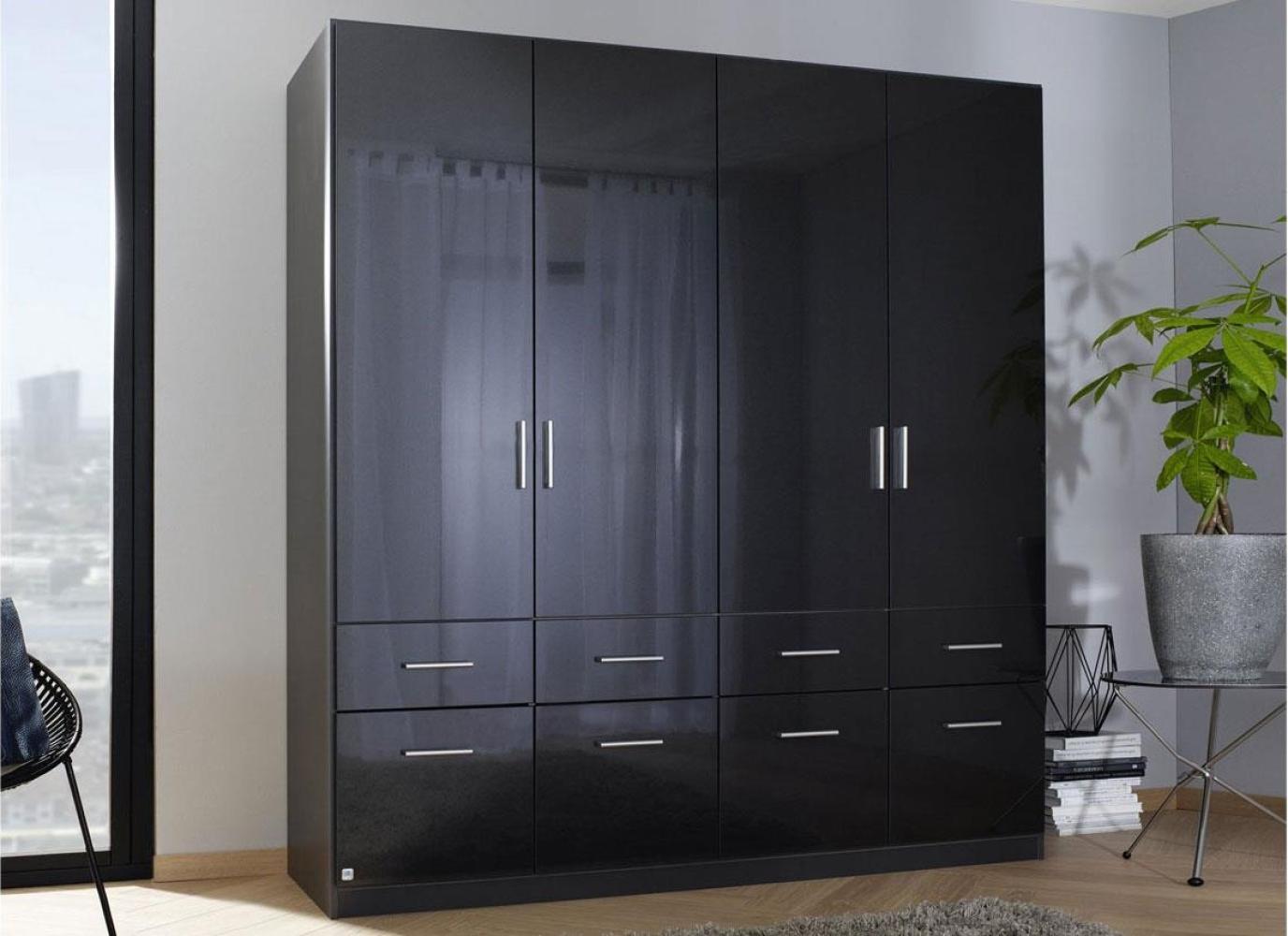 'Celle' Kleiderschrank mit Schubladen, grau Hochglanz, 181x197 cm Bild 1