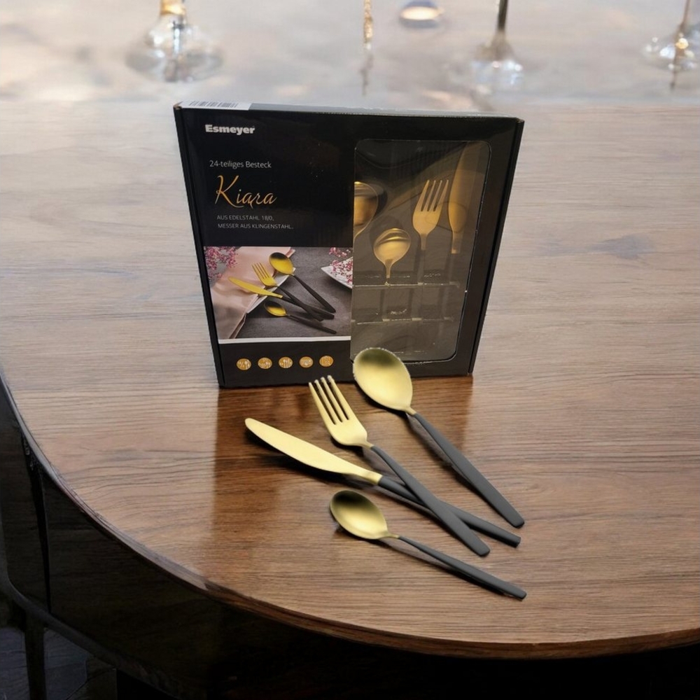 Esmeyer Besteck-Set Esmeyer Besteck Set Kiara Edelstahl 24 tlg. Schwarz Gold 6 Personen Bild 1