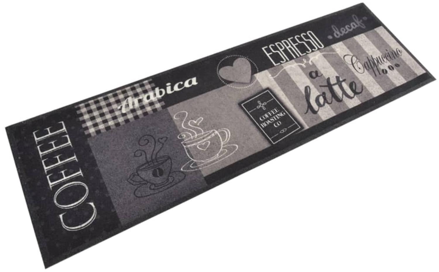 vidaXL Küchenteppich Waschbar Coffee Schwarz 60x180 cm Samt 136556 Bild 1