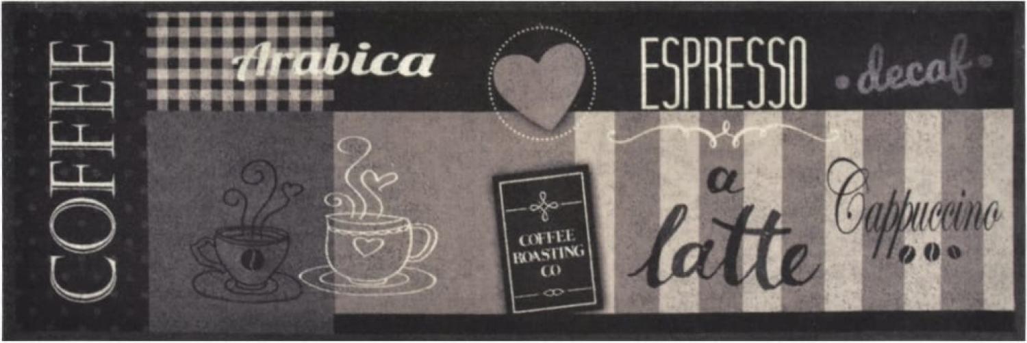 vidaXL Küchenteppich Waschbar Coffee Schwarz 60x180 cm Samt 136556 Bild 1