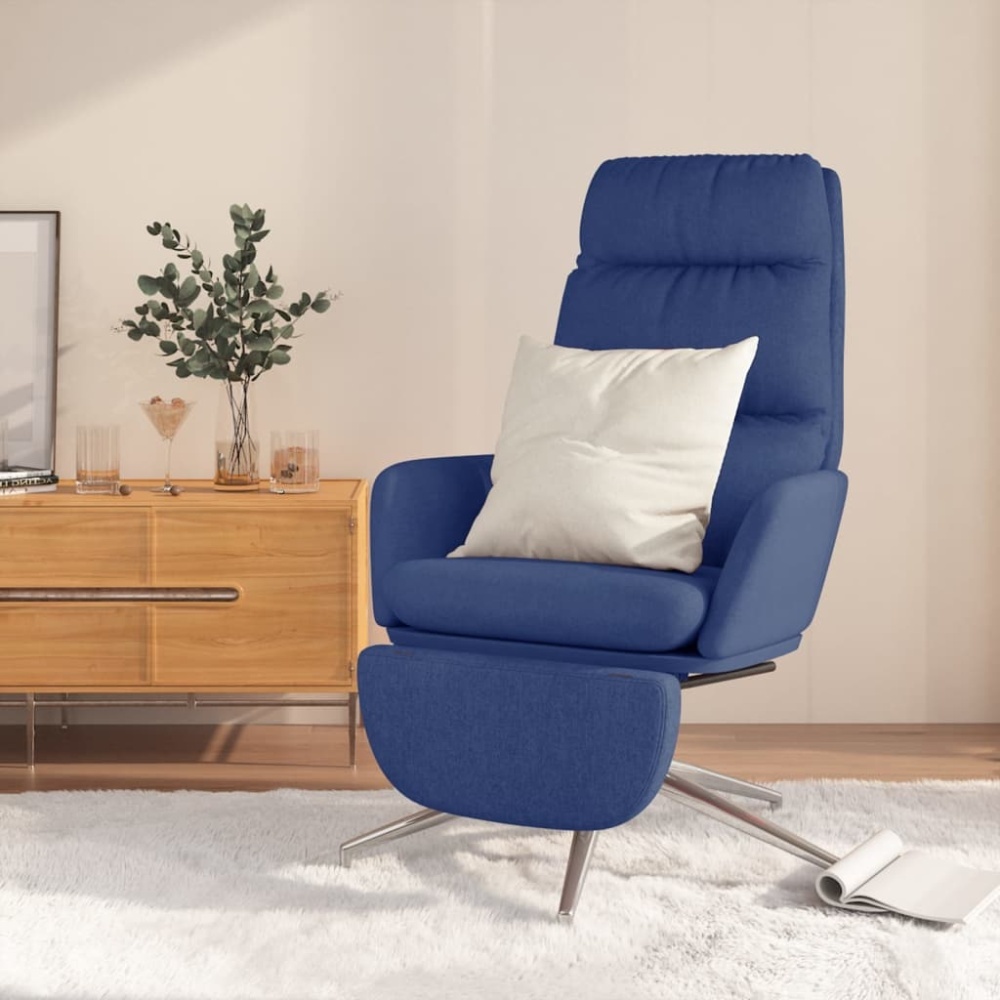 vidaXL Relaxsessel mit Fußstütze Blau Stoff [3097528] Bild 1