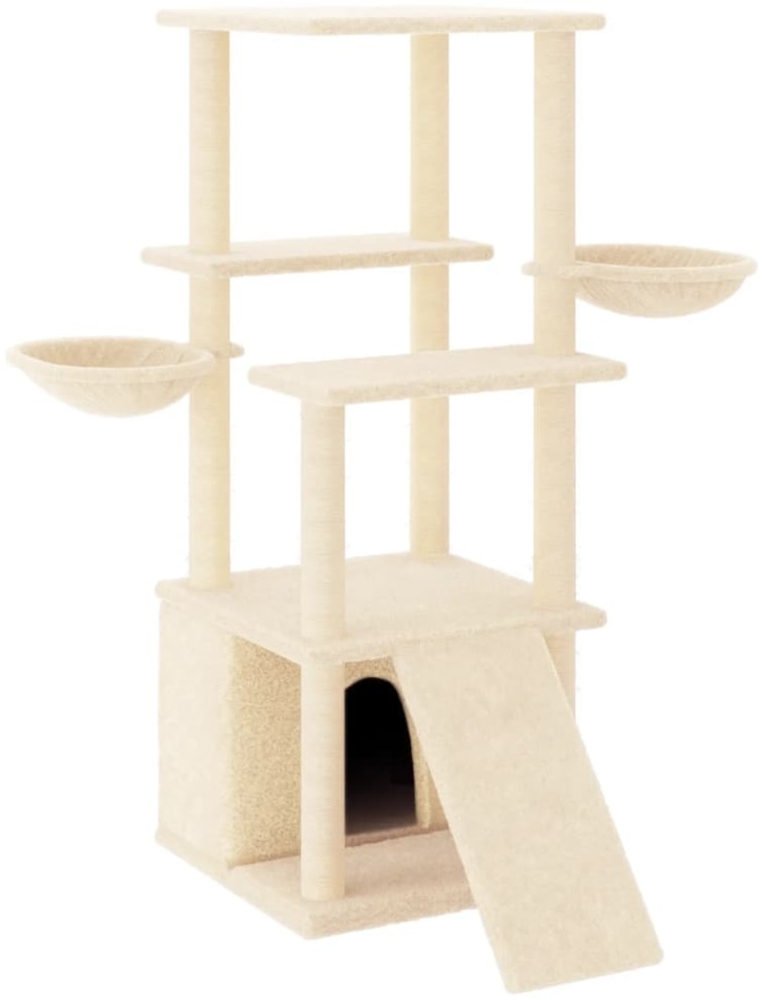 vidaXL Kratzbaum mit Sisal-Kratzsäulen Creme 133 cm 171756 Bild 1