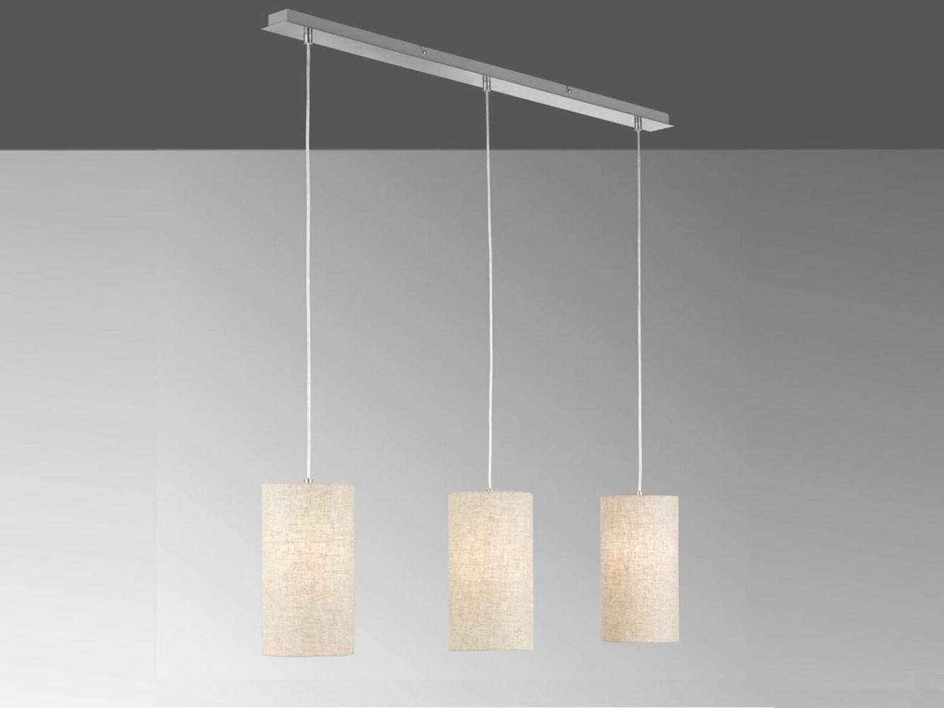 FISCHER & HONSEL LED Pendelleuchte, Dimmfunktion, LED wechselbar, Warmweiß, Designklassiker 110cm mehrflammig hängend 3x Lampenschirm Leinen Beige Bild 1