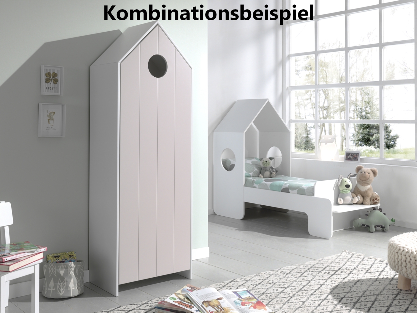 CASAMI Schrank mit 1 Tür pink, Rillenprofil senkrecht, Ausführung MDF lackiert Bild 1