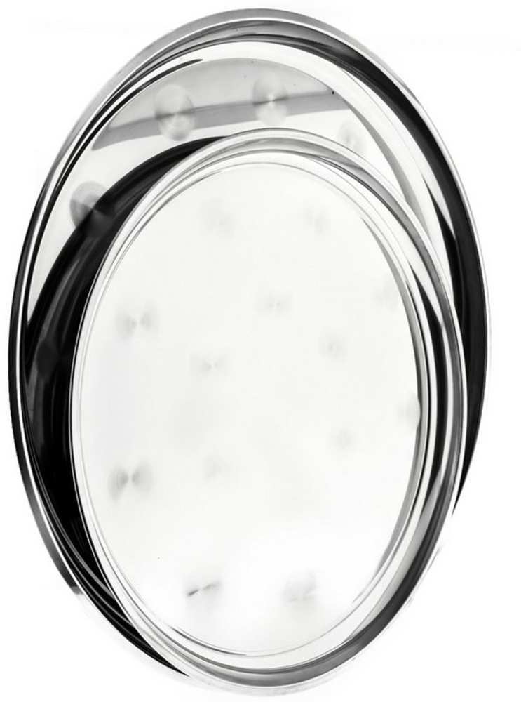 Runde Servierplatte/Serviertablett-Set aus hochwertigem 18/10-Edelstahl in Silber Bild 1