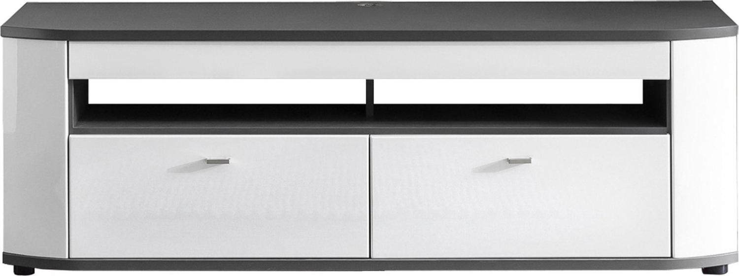 TV-Unterschrank Jandy 150x51x46 Lowboard Weiß/Anthrazit/Weiß HG 10156 Bild 1