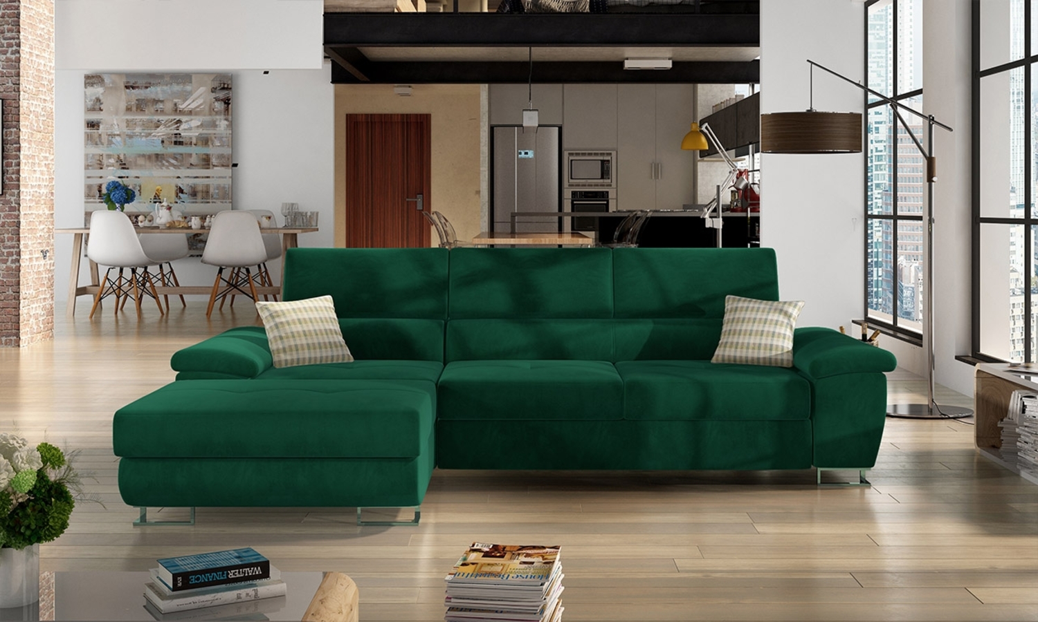 Ecksofa Cotere Mini, Seite: Links, Farbe: Kronos 19 + Kronos 19 + Senegal 823 Bild 1