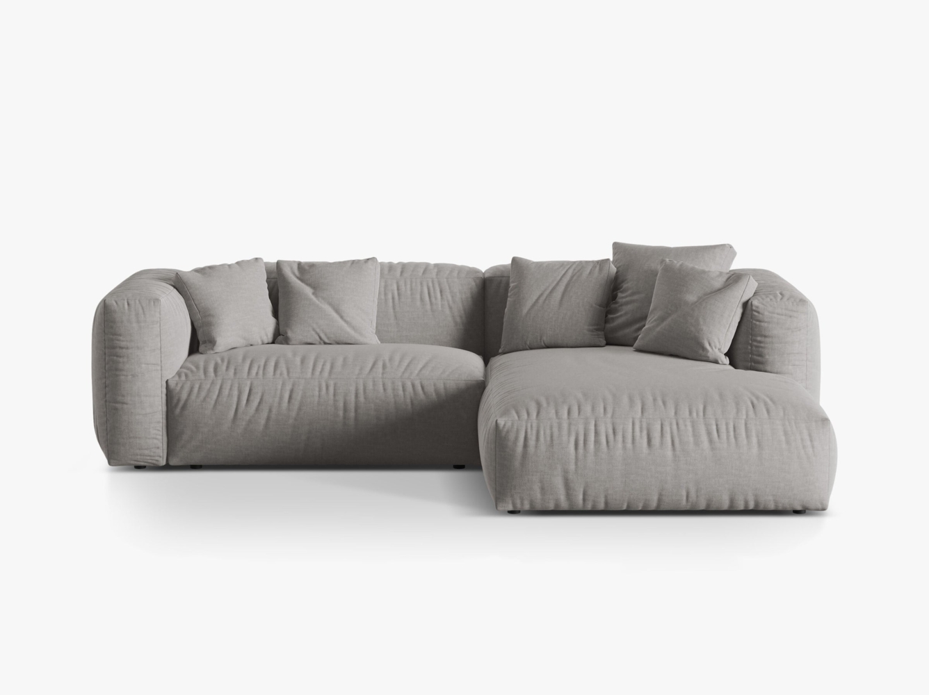 Micadoni Ecksofa Martina 2-Sitzer Strukturierter Stoff Hellgrau Rechts Bild 1