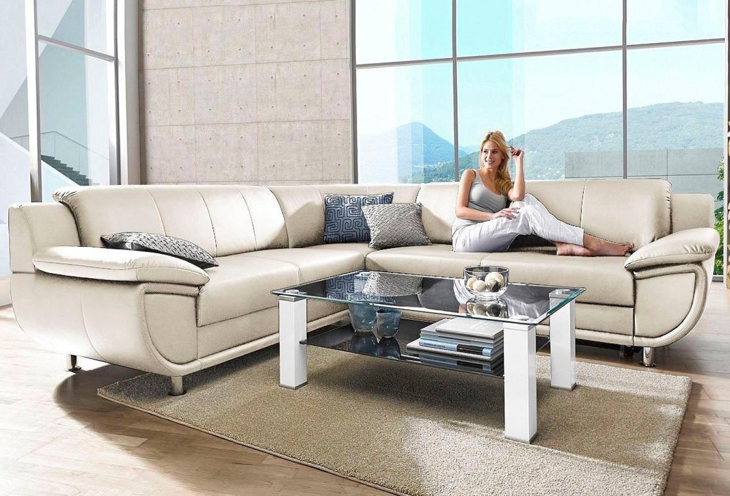 TRENDMANUFAKTUR Ecksofa Rondo wahlweise mit Schlaffunktion, 267x247 cm (BxT), breite Armlehnen, L-Form, wahlweise mit Federkern bestellbar, Füße chromfarben Bild 1