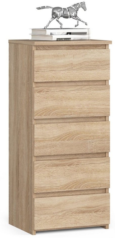 Home Collective Kommode 40 cm breit Holz Highboard Sideboard für Flur Schlafzimmer Wohnzimmer (Mehrzweckschrank Schrank schmal Kommode Schlafzimmer mit Schubladen), Kinderzimmer Organizer, 92 cm hoch mit 5 Schubladen sonoma Eiche Bild 1