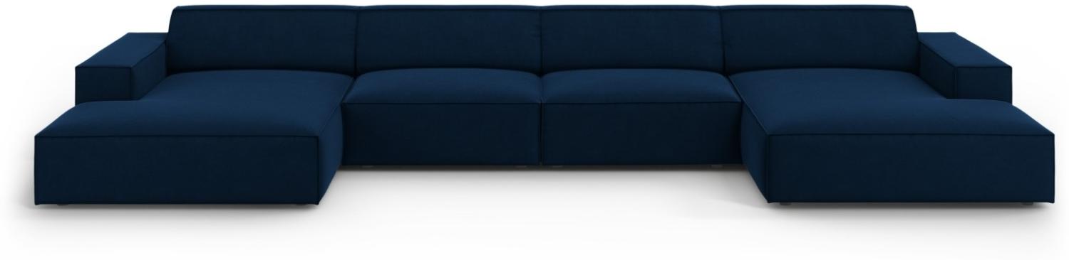 Micadoni 6-Sitzer Samtstoff Panorama Sofa Jodie | Bezug | Beinfarbe Black Plastic, Königsblau Bild 1