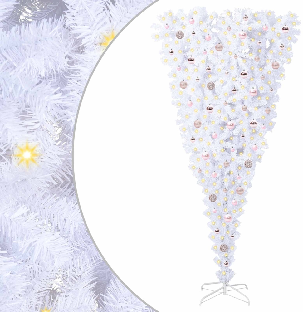 vidaXL Künstlicher Weihnachtsbaum Weiß 210 cm PVC und Stahl 3426729 Bild 1