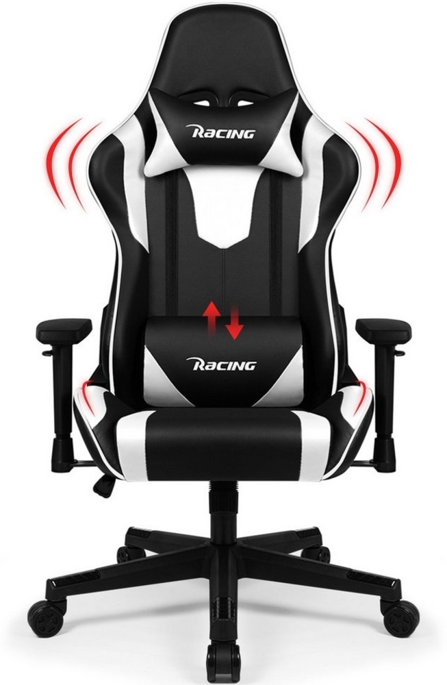 Lexzurn Gaming-Stuhl Gaming Stuhl, Bürostuhl Ergonomisch, Gaming Chair (mit verstellbaren Lendenkissen, Armlehne und Kopfstütze, Gamer Stuhl Bequeme Sitzkissen), Gaming Stuhl 150 kg belastbarkeit Bild 1