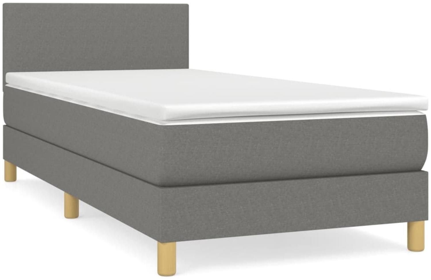 vidaXL Boxspringbett mit Matratze Dunkelgrau 90x190 cm Stoff 3140418 Bild 1
