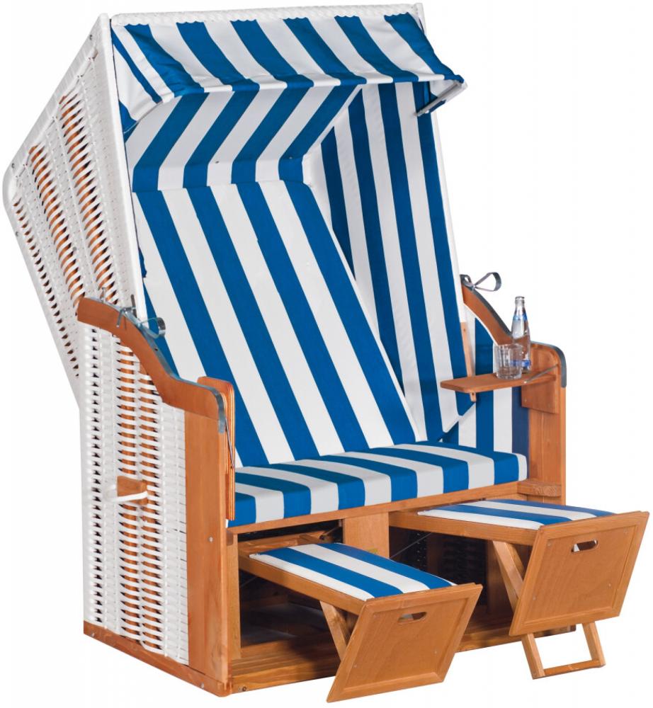 Sonnenpartner Strandkorb Rustikal 50 Basic Stoff Nr. 200, 2-Sitzer, Halbliegemodell, PVC-Kunststoffg Bild 1