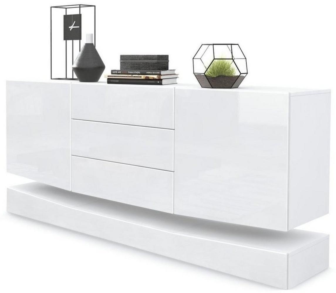 Vladon Sideboard City, Weiß matt/Weiß Hochglanz - Moderne Kommode für Ihr Wohnbereich (178 x 72 x 38 cm) Bild 1