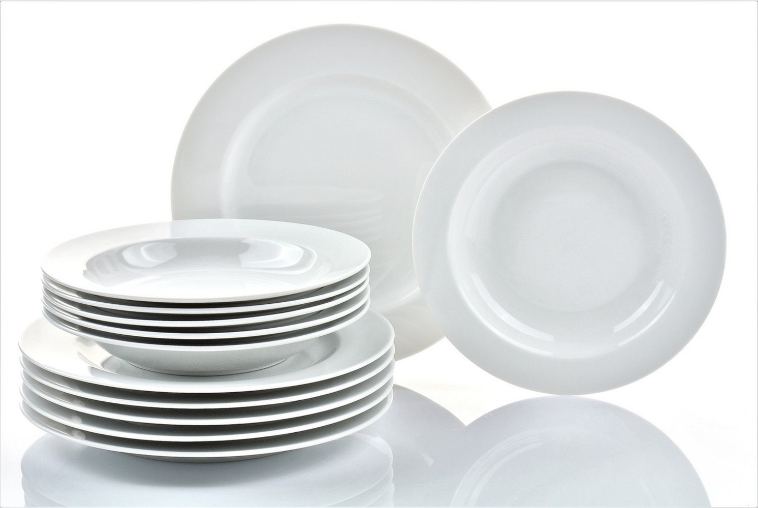Retsch Arzberg Tafelservice HEIKE WEISS, Geschirr-Set 12-teilig, Teller-Set aus Porzellan, rund (12-tlg), 6 Personen, Porzellan, Tafelgeschirr in zeitlosem Design - für jeden Anlass und jedes Alter Bild 1
