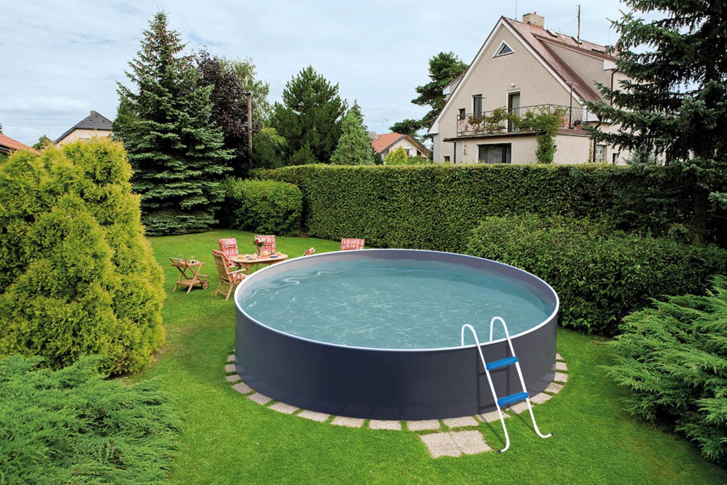 Azuro Deluxe Stahlwandpool - Graphite/Weiß - Rund Ø 500 x 120 cm Bild 1