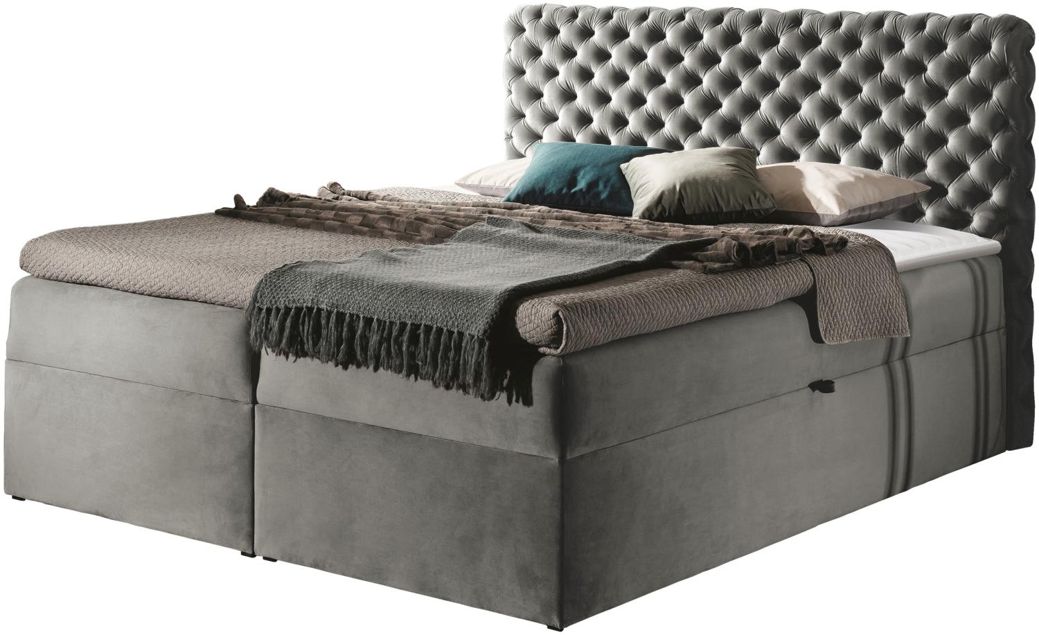 Mirjan24 Boxspringbett Serrula, Grau 140 x 200 cm Bild 1