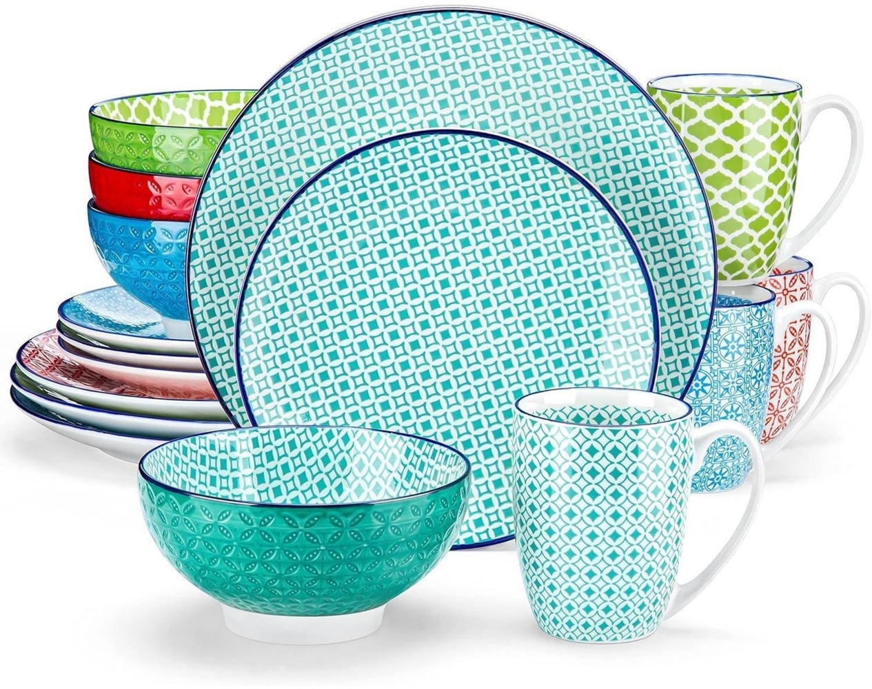 Vancasso Macaron 16-teilig Porzellan Tafelservice bunt, Geschirrset für 4 Bild 1