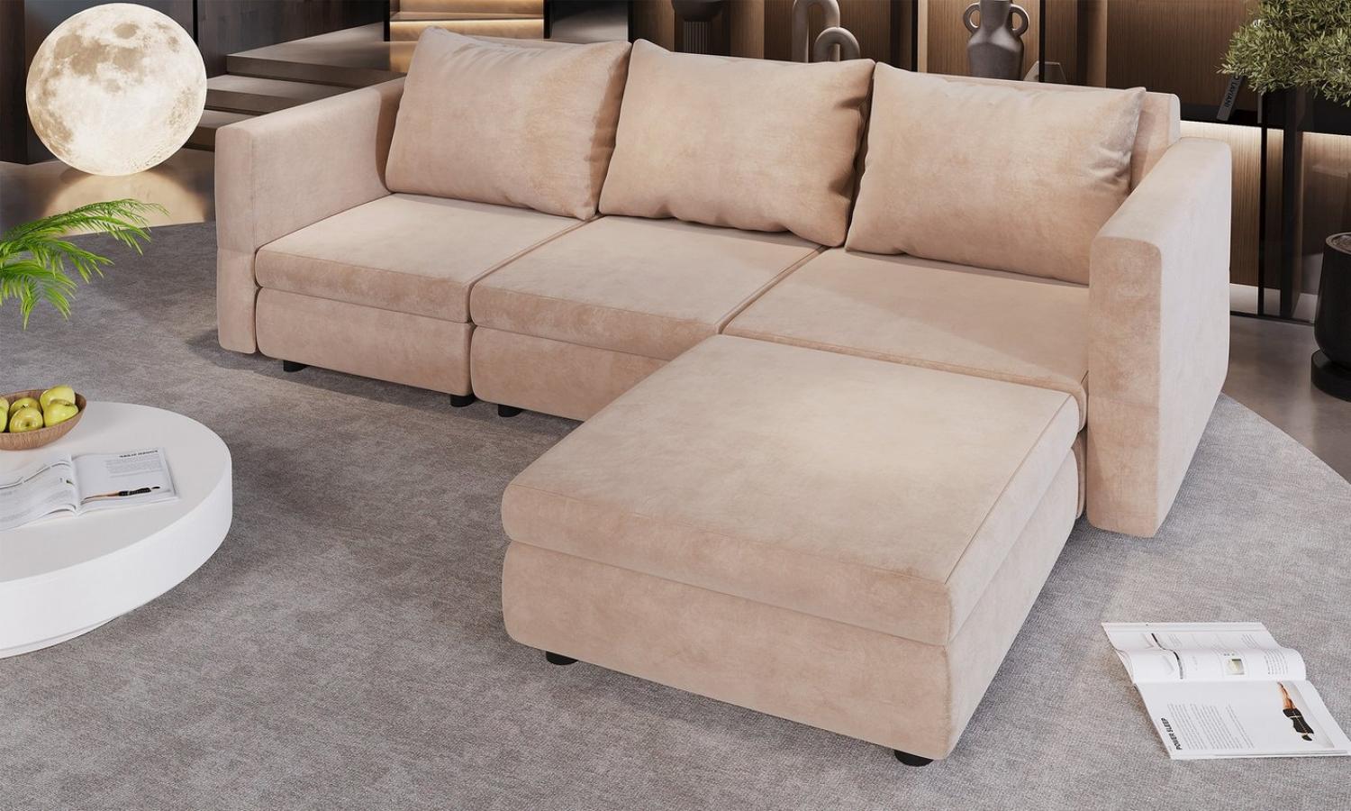 HOMALL Ecksofa Ecksofa mit Abnehmbarer Sofabezug, U-Shape Sofa mit 4 Kissen, Grau Bild 1