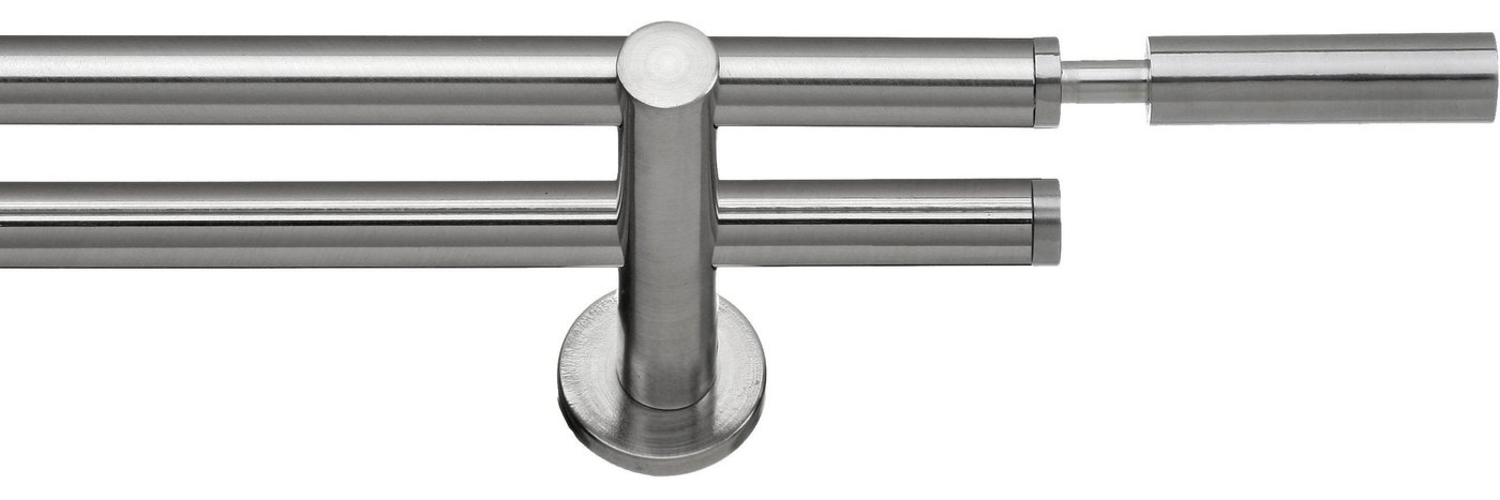 indeko Gardinenstange Inka, Ø 16 mm, 2-läufig, Fixmaß, verschraubt, Aluminium, Komplett-Set inkl. Montagematerial Bild 1