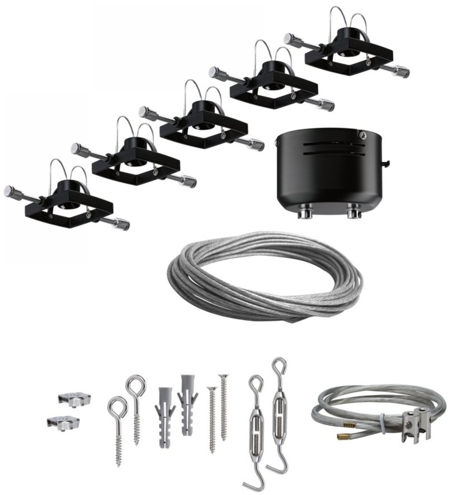 Paulmann No. 94290 Seilsystem Mac II Schwarz matt mit 5 Spots ohne Leuchtmittel GU5,3 Bild 1