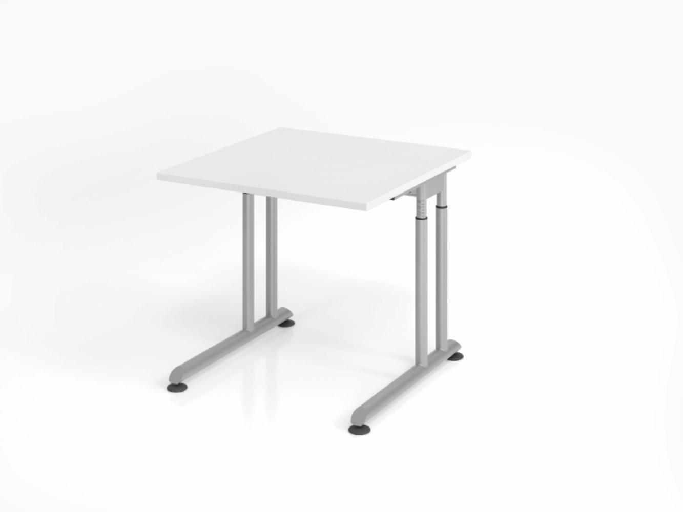 Schreibtisch C-Fuß 80x80cm Weiß/Silber Bild 1