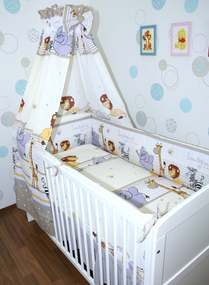 Primawela Babybettwäsche Baby Bettset- 6 teiliges mit 420 Nestchen Vollstoff Himmel Bettwäsche Bild 1