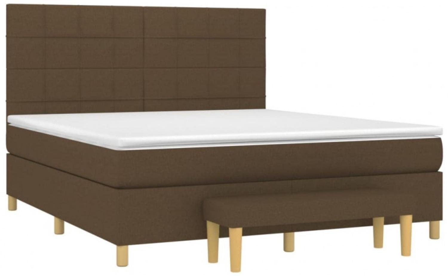 vidaXL Boxspringbett mit Matratze Stoff Dunkelbraun 160x200 cm, Härtegrad: H2 [3137168] Bild 1