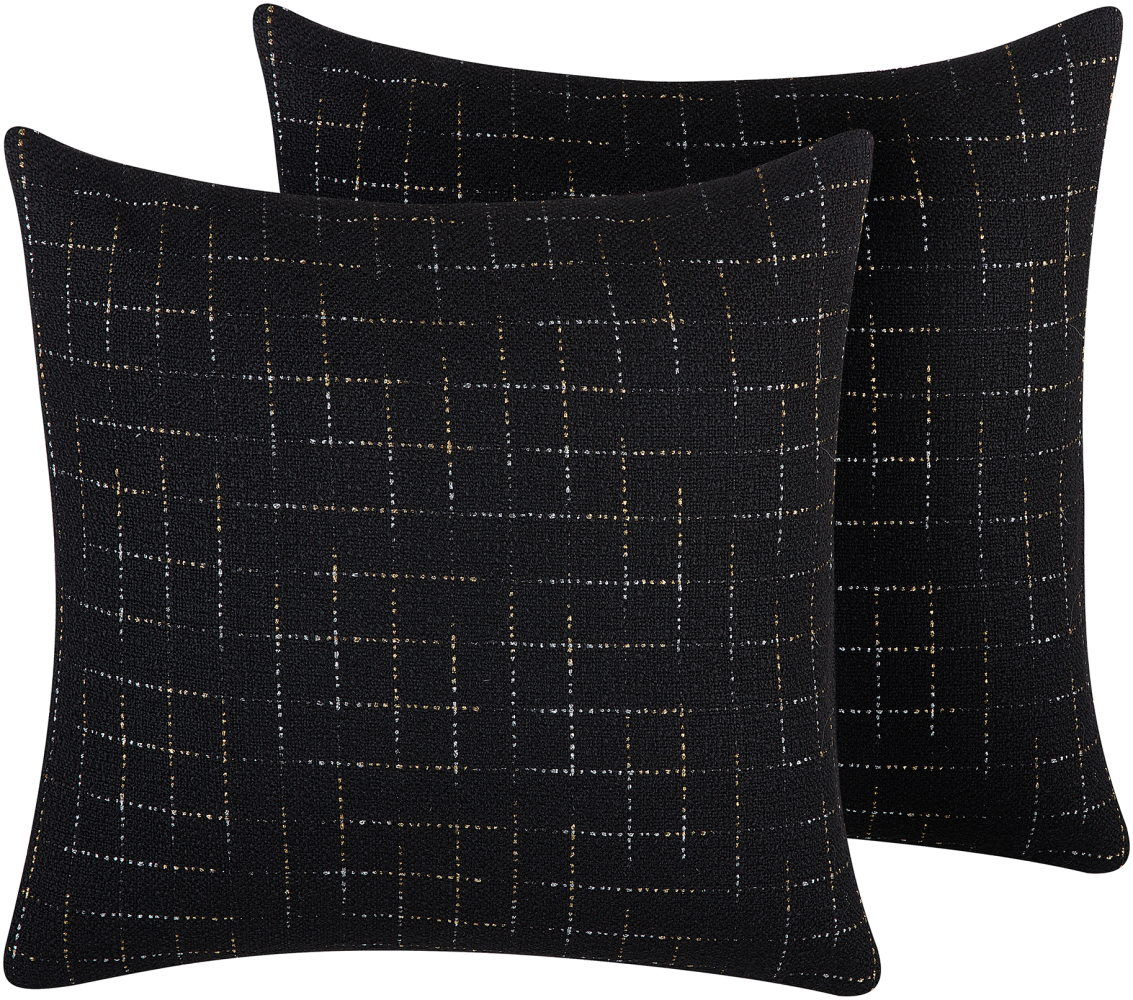 Kissen 2er Set BELLFLOWER 45 x 45 cm Geometrisches Muster Schwarz Bild 1